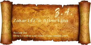 Zakariás Albertina névjegykártya
